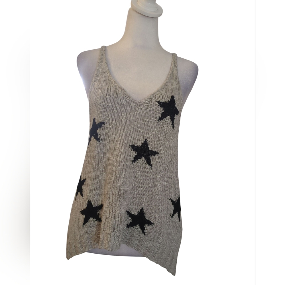 Olivaceous TANK TOP Gray Knit with Black Accents Start Size s